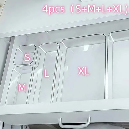 4/7 PCS Acrylic Clear Drawer Organizer Set, Cosmetic Storage Box for Vanity, Desk  Office Supplies, Home Desk & Drawer Organiza