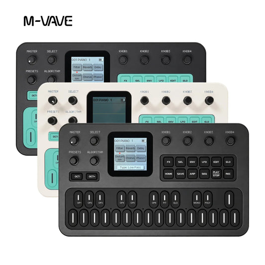 M-VAVE FM-1 Synthesizer FM1 Mini Pocket Portable Sound Source SK15 MIDI Keyboard Controller 6 Effects 128Preset Built-in Speaker