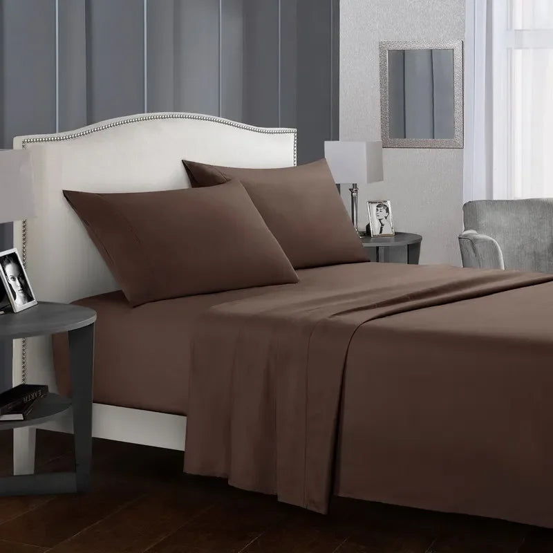 Solid Color Soft Brushed Bed Set Fitted Sheet Flat Sheet Pillowcase Bedding Set Bed Sheet Twin Full Queen CA King 3/4 Pieces
