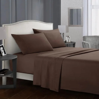 Solid Color Soft Brushed Bed Set Fitted Sheet Flat Sheet Pillowcase Bedding Set Bed Sheet Twin Full Queen CA King 3/4 Pieces