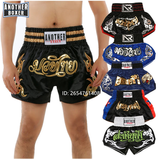 ANOTHERBOXER Men's Muay Thai Shorts, Quick-Dry MMA Kickboxing Boxing Trunks Women Child Premium Fighting Thaiboxing Shorts