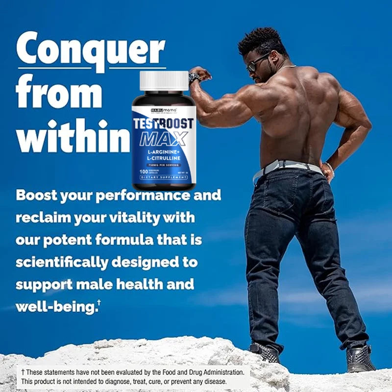 100 Caps | L-Arginine + L-Citrulline Complex | Energy & Enlargement  Size Growth Male Support | Experts Clinically Studied