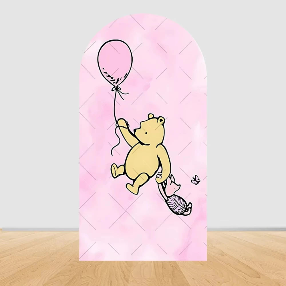 Winnie the Pooh Themed Arched Backdrop Cover Children's Birthday Party Supplies Baby Shower Arrangement Double Sided Printing