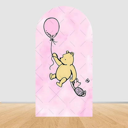 Winnie the Pooh Themed Arched Backdrop Cover Children's Birthday Party Supplies Baby Shower Arrangement Double Sided Printing