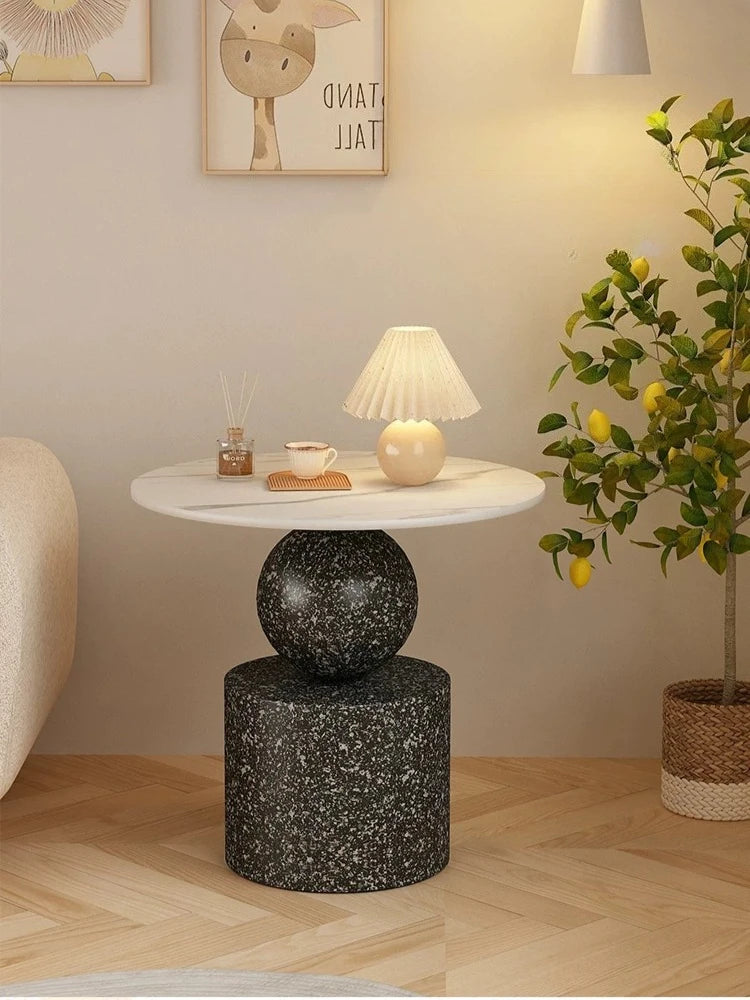 Light Luxury Simple Round Coffee Table Creative Sofa Side Few Livingroom Corner Few Balcony Round Table Cream Wind Bedside Table