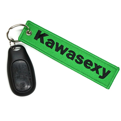 JDM Kawasexy Logo Key Chain For Kawasaki Motocycle Key Ring Cars Keychain Gifts Double Sided Embroidery Fashion Keychain