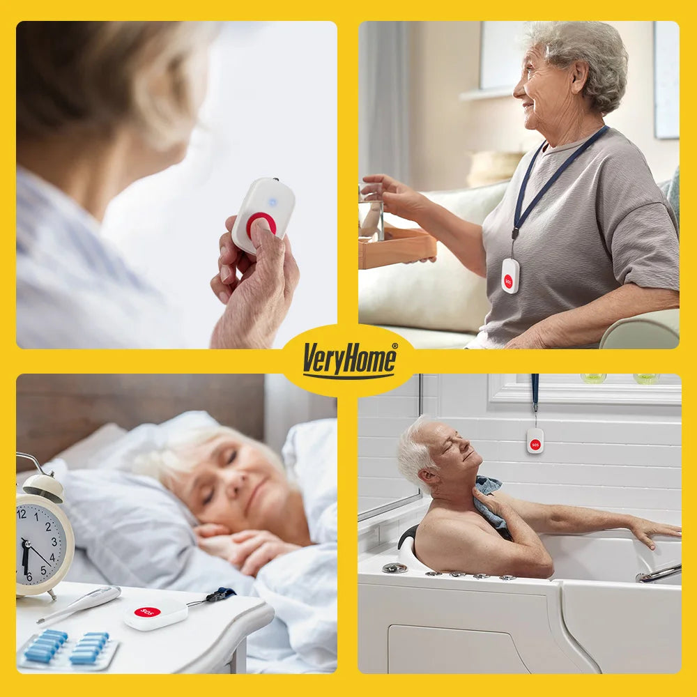 Caregiver Pager Wireless Nurse Call Buttons for Elderly Monitoring SOS Alert System Portable Alarm Call Bell for Nursing Home