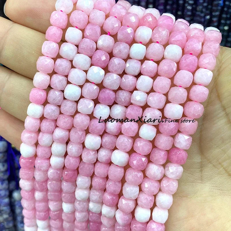 Natural Stone 7-8MM Faceted Square Lapis Lazuli Loose Cube Spacer Beads for Jewelry Making Diy Earrings Bracelets Accessories