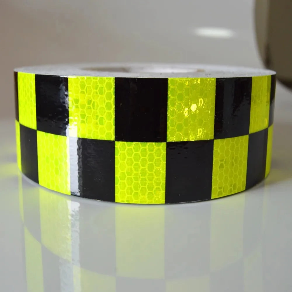 PVC Reflective Sticker Square Grid Checkered Pattern Reflector Tape Red Yellow Fluorescent White Reflect Film For Truck Car Road