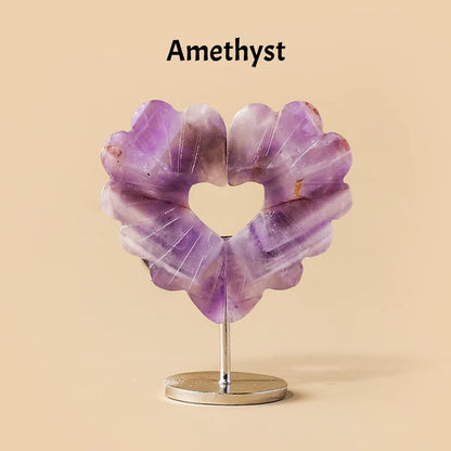 1 Pair Natural Amethyst Love Wings Sculpture, Healing Crystal Gemstone Crafts, Home Desktop Ornament, Festival Gift