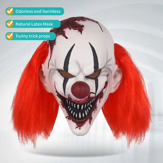1PC realistic clown mask, Halloween mask, prank costume props, party decoration mask, holiday decoration mask, latex material