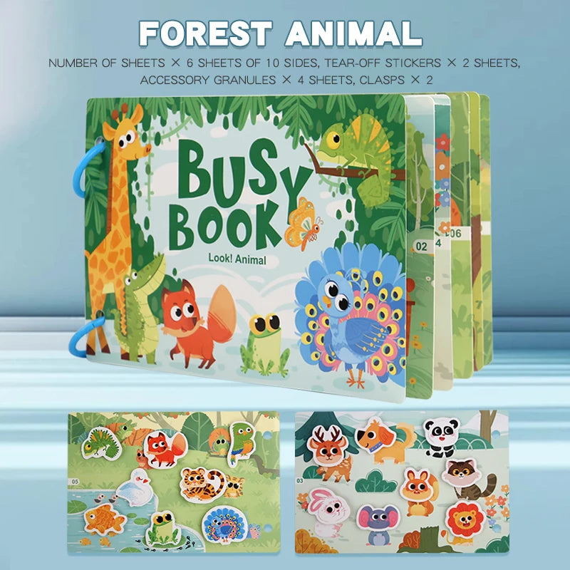 Montessori Baby Busy Book My First Quiet Book Paste Early Learning Education Toy for Toddlers Matching Game Toys for Kids Gifts
