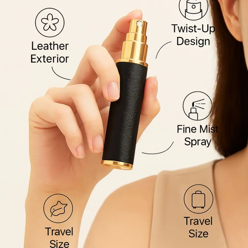 10ml Mini Perfume Bottle PU Leather Essential Oil Alcohol Spray Rotating Bottle Refillable Spray Atomizer Bottle