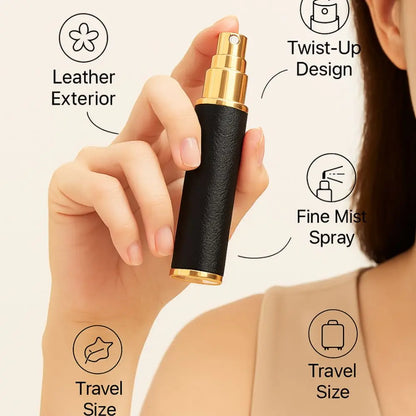 10ml Mini Perfume Bottle PU Leather Essential Oil Alcohol Spray Rotating Bottle Refillable Spray Atomizer Bottle