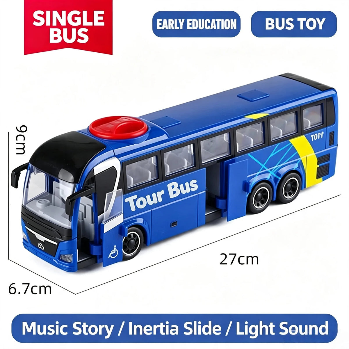 Large Size Light Music Inertia Bus Model Pull Back Cars Simulation Bus High Quality Drop-resistant Educational Toys Gifts