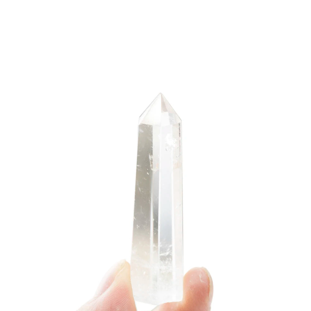 Natural Transparent Quartz Column Transparent Delicate White Crystal Hexagonal Obelisk 50-80mm Wandstone Room Decoration Gift