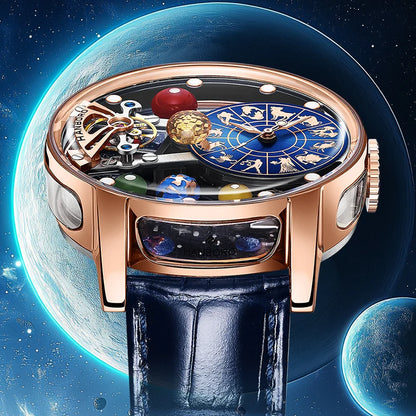 Starry Sky Watch Men's Skeleton Automatic Mechanical Luxury Constellation Stainless Steel Stereoscopic Night Light Waterproof