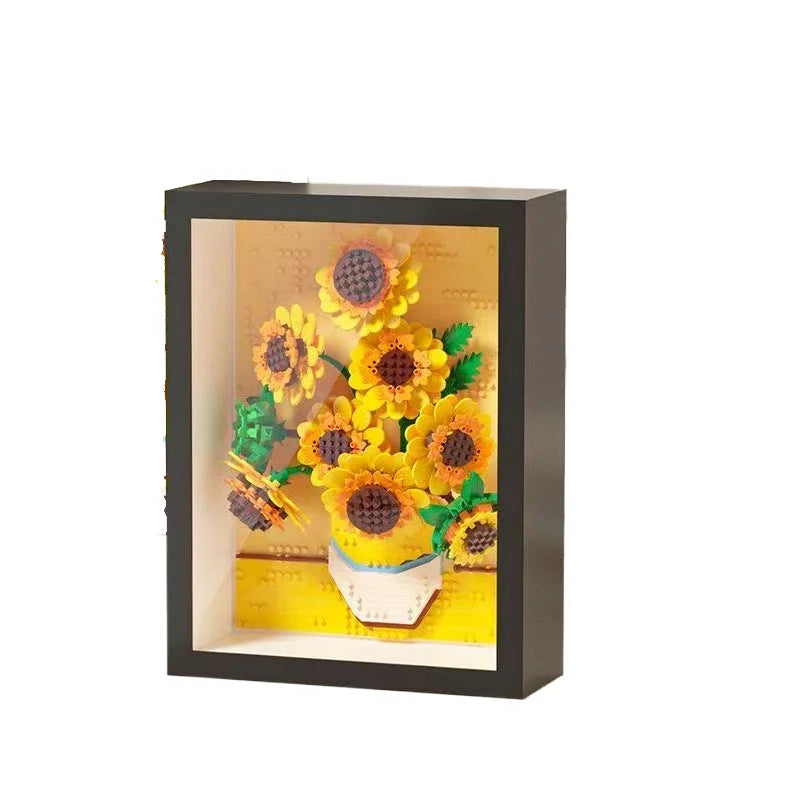 WIth Box World-famous Art Painting sunflower Van Gogh The Starry Night Galaxy Kanagawa 3D Diamond Building Block Toy Kids Gift