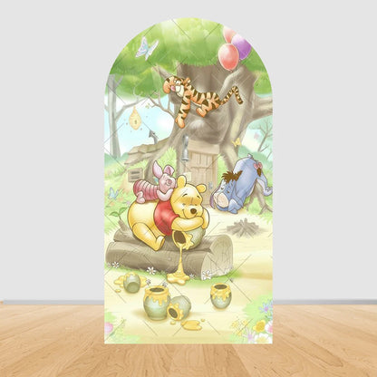 Winnie The Pooh Arch Backdrop Cover Elastic Fabric Newborn Baby Birthday Party Supplies Birthday Party Photo Studio Decoration