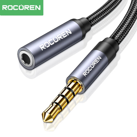 Rocoren AUX Cable 3.5mm Jack Male to Female Audio Extension Speaker Cable Converter for Phone Headphones Laptops Tablets Adapter