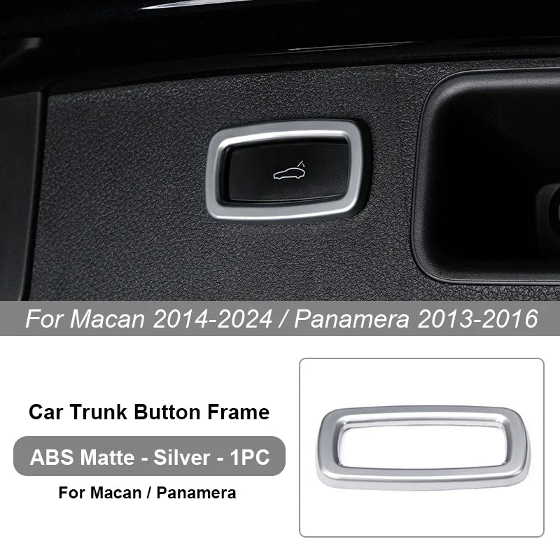 Car Trunk Switch Button Trim Frame Sticker For Porsche Cayenne Macan Panamera 2013 2014-2016 2018 2019 2020 2021 2022 2023 2024