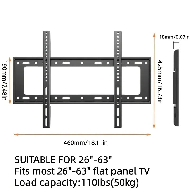 RP06 Universal TV Mount Monitor Holder Adjustable Low Profile Flat  for LCD LED Monitor 26-63inch TV Wall Mount Bracket