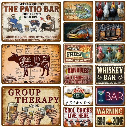 Retro Tin Signs Wall Bar Accessories Bathroom Home Living Room Decor Decorations Items Luxury Metal Signs Vintage Posters Art