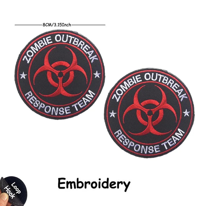 1PC,2PCS/ Umbrella Corporation PVC Rubber Morale Emblem,Biohazard Insignia Applique Embroidered patches,Tactical Backpack Badges