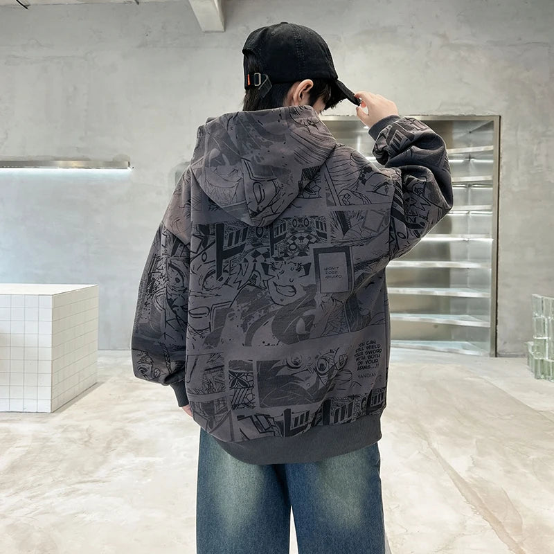 Spring Autumn Children New Arrivals In Hoodies and Sweatshirts For Teenage Boy Fashion Printed Hooded Coat Kids Casual Outfits