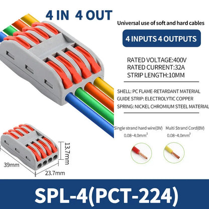 1 In Multiple Out Push-in Electrical Wire Connector Terminal Block Universal Fast Wiring Cable Connectors For Cable Connection