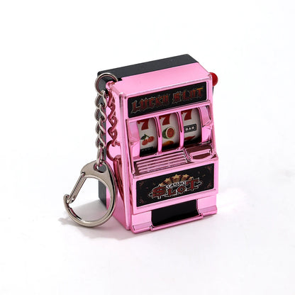 Mini Gambling Slot Machine Key Chains Creative Arcade Pocket Fruit Lucky Jackpot Gadget Antistress Toy Funny Games Keychain Ring