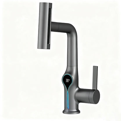 Multi Functional Waterfall Basin Faucet 4 Mode Mixer Tap Pull Out Nozzle Bathroom & kitchen Faucet Smart LED Display Sink Faucet