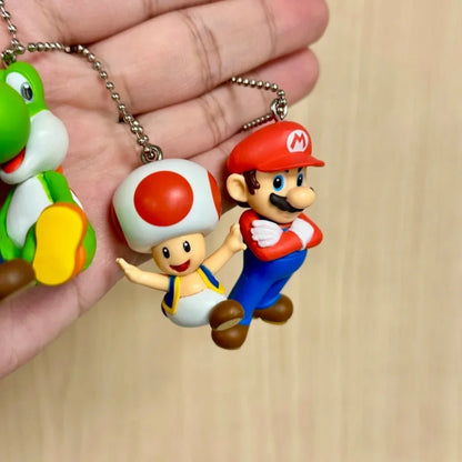 New Bandai Original Shokugan Super Mario Luigi Yoshi Toad Mini Anime Figure Keychain Collectible Charm Pendant Case Decor Gift