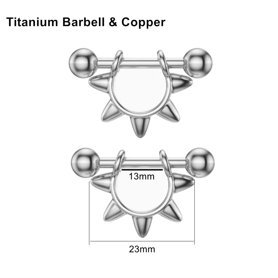 2Pcs 14G 16G Titanium Nipple Barbell For Women Men Gothic Punk Skull Alien Vampire Teeth Nipple Rings Body Meme Piercing Jewelry
