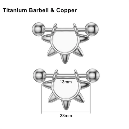 2Pcs 14G 16G Titanium Nipple Barbell For Women Men Gothic Punk Skull Alien Vampire Teeth Nipple Rings Body Meme Piercing Jewelry