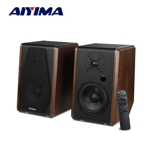 AIYIMA S700 Active Bookshelf Speakers 120W Bluetooth Wireless HiFi Sound System Wooden Bookshelf Speaker Audio Output Subwoofer