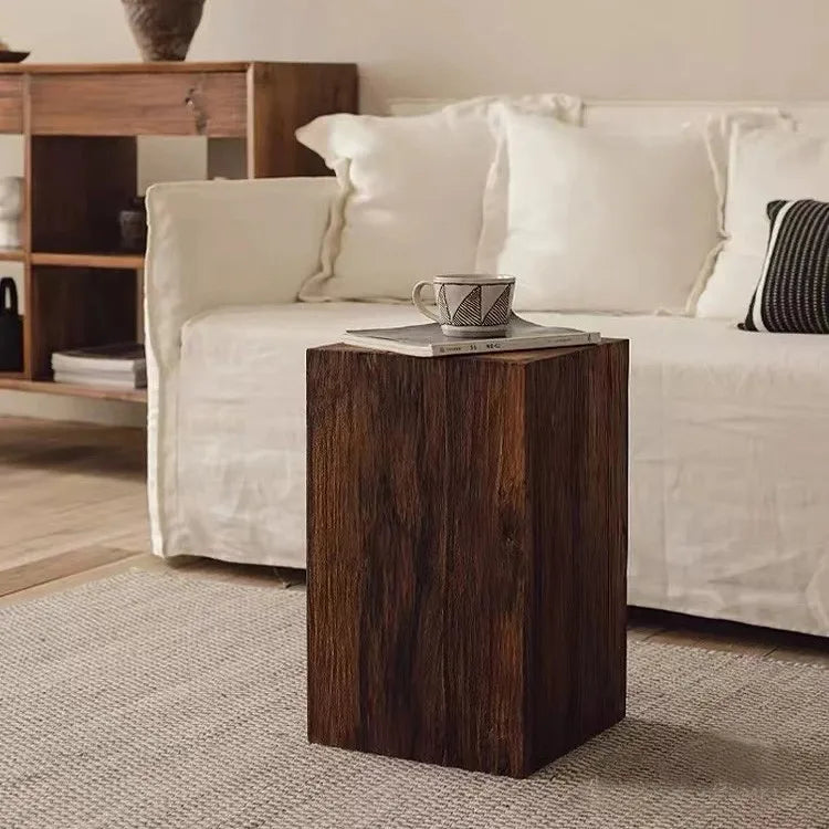 Sand Wind Square Wooden Dump Low Stool Log Coffee Table Solid Wood Dump Stump Wood Stump Stool Flower Stand Ornament Base