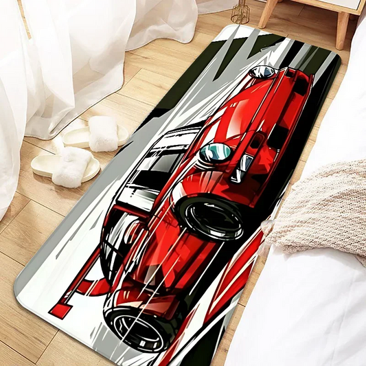 VIKAMA Porsche 911 Racing Carpet Non-Slip Soft Bedroom Bedside Rugs Window Blankets Corridor Aisle Floor Mats Home Decoration