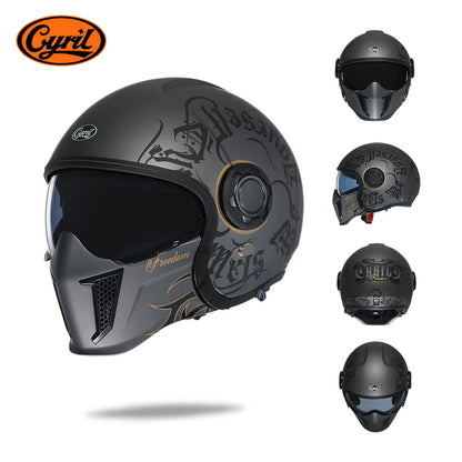 Full Face Open Face Motorcycle Helmet Double Lens Modular Helmets DOT ECE APPROVED CYRIL OP12A Man Woman Retro Moto Helmet