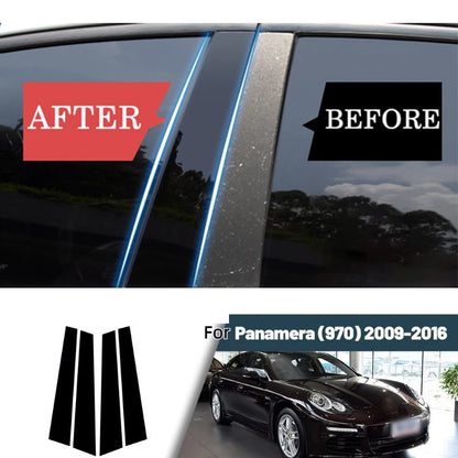 Glossy Black Pillar Posts Door Side Window Trim Sticker Cover For Porsche Macan Panamera 970 Porsche Panamera Car accessories