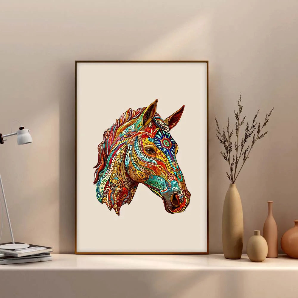 Wooden puzzle color horse gift box exquisite gift irregular animal shape puzzle personalized senior unique gift family interacti