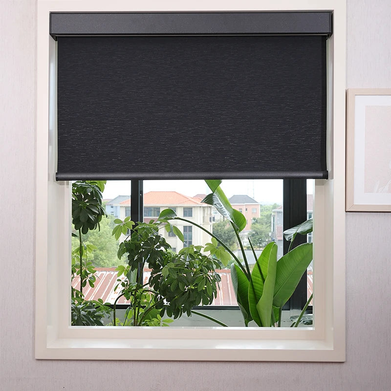 SmartMatters Blackout Roller Shades for Windows Cordless Motorized Blinds, Bedroom, Tuya Zigbee Alexa Google Matter Compatible