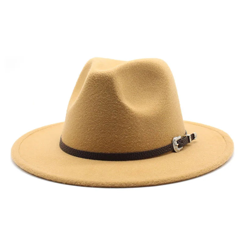 British Style Felt Jazz Fedora Hat 59-61CM Size Panama Trilby Hats for Women Men Gentleman Wedding Party Hat