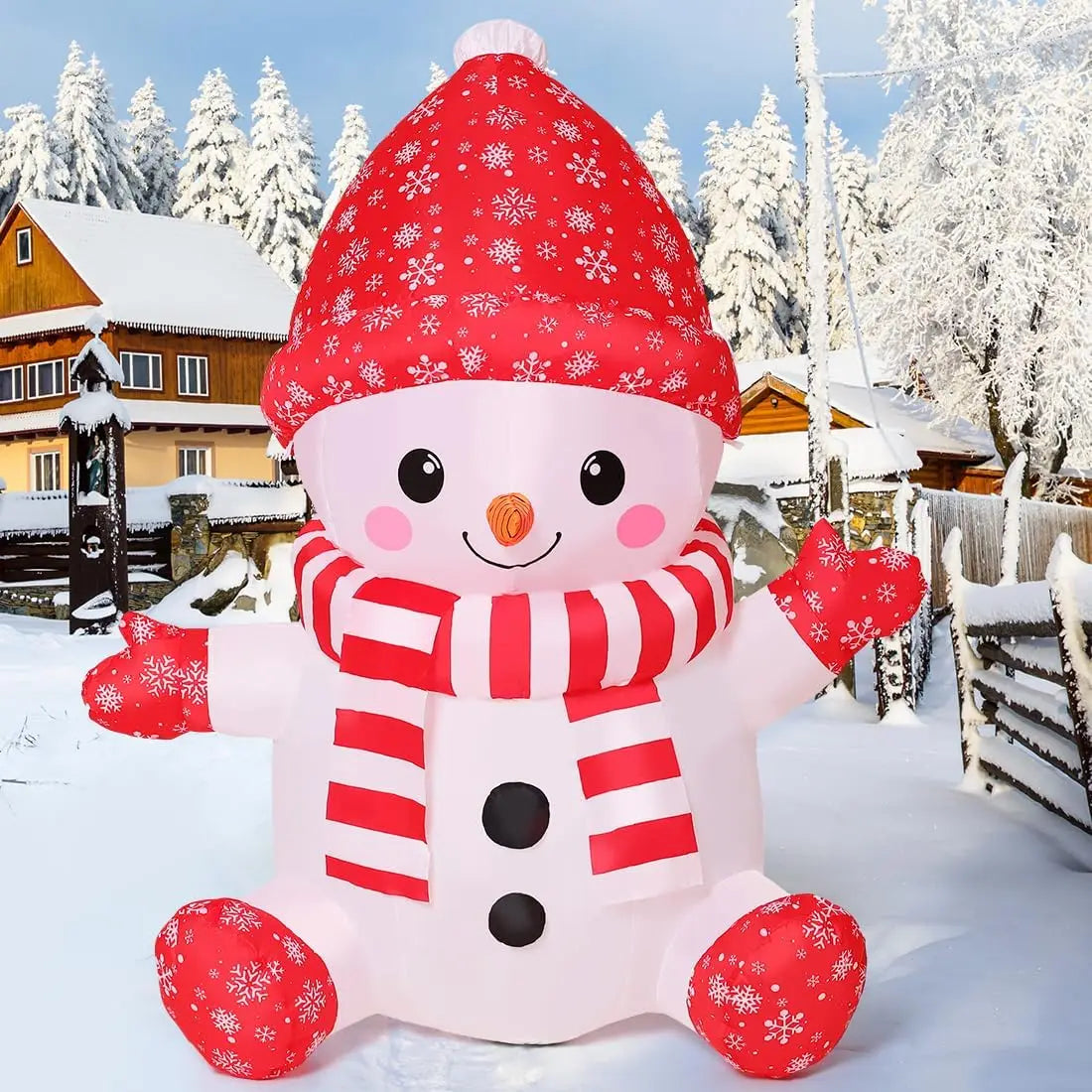 1.2m Christmas Inflatable Cute Snowman Outdoor Decorations LED Lighted Blow Up Yard Lawn Holiday Decor for Home Garden Party
