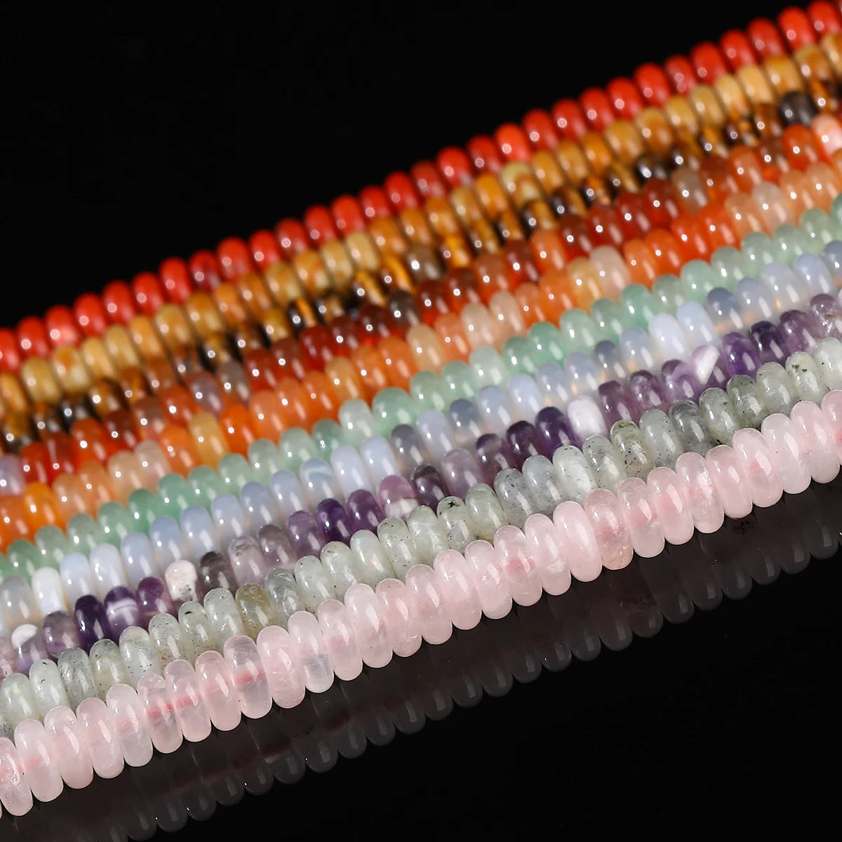 6x2mm Natural Stone Amethyst Pink Quartz Flat Rondelle Bead Smooth Loose Bead for Jewelry Making DIY Bracelet Necklace Accessory