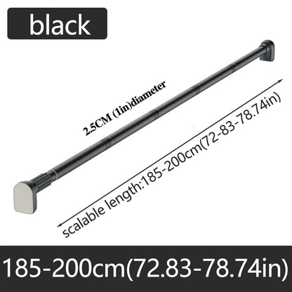 Adjustable Stainless Steel Shower Curtain Rod Clothes Drying Rack No-Drill Telescopic Pole for Laundry Room Bathroom