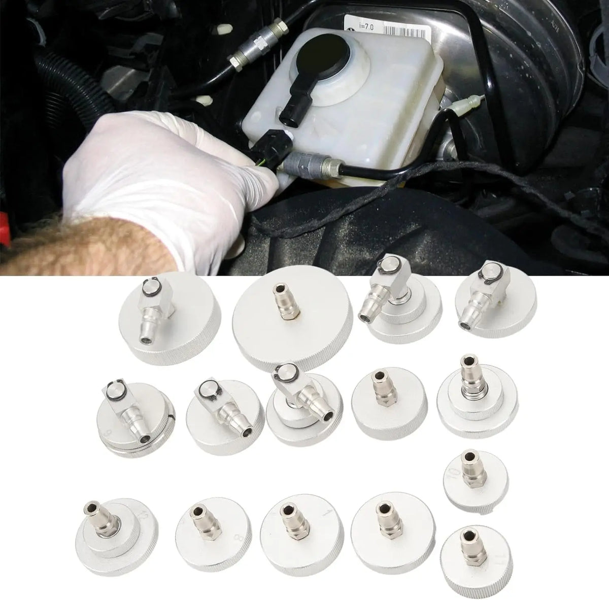 1PCS Automotive Master Cylinder Brake Bleeder Cap Adapter for Manual, Pneumatic Brake Fluid Bleeder,Brake Power Fluid Bleeding