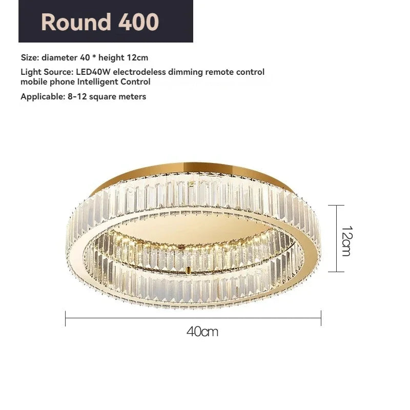 Crystal modern simple circular home ceiling light Italian style light luxury living room study bedroom home decoration lighting