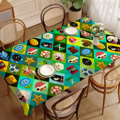 Hot Super Cool M-Mario Game Bros Waterproof Rectangle Tablecloth Fiesta Home Decor Dining Room Decor Reusable Party Supplies