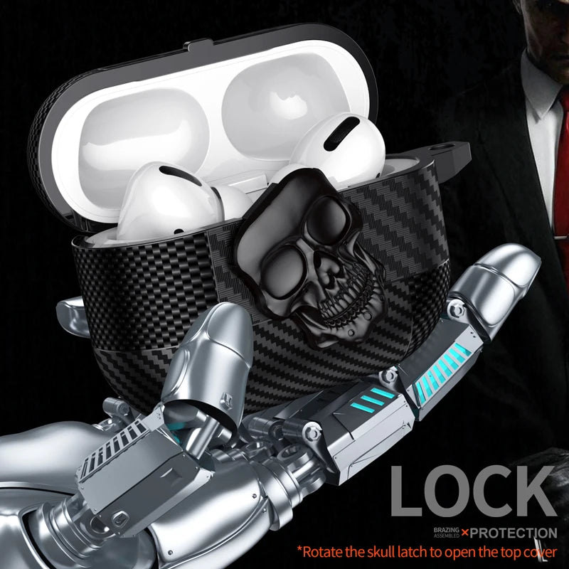 Magnetic Headphone Case with Hook, Durable Protective Cover, Thug Skull Series For Airpods Pro 3 2 1 and Airpods 4